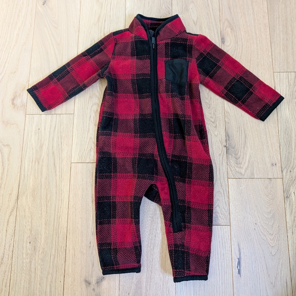 Plaid Red and Black Kids One Piece